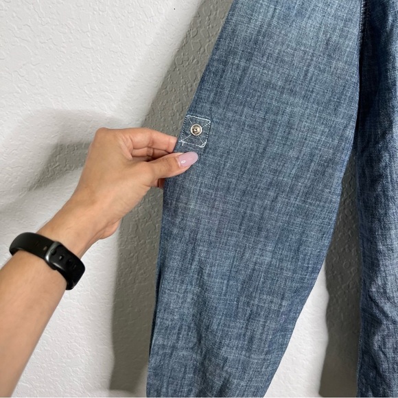 PD&C Shirt Mens 2XL Medium Blue Denim Western Pearl Snap Long Sleeve G - Picture 4 of 10